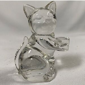 Crystal vintage Glass Cat Kitten Paperweight Art Figurine